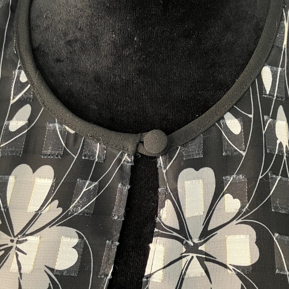 VTG R&M Richards By Karen Kwong Sheer Black White Floral Open Front Duster Y2K - Picture 8 of 8